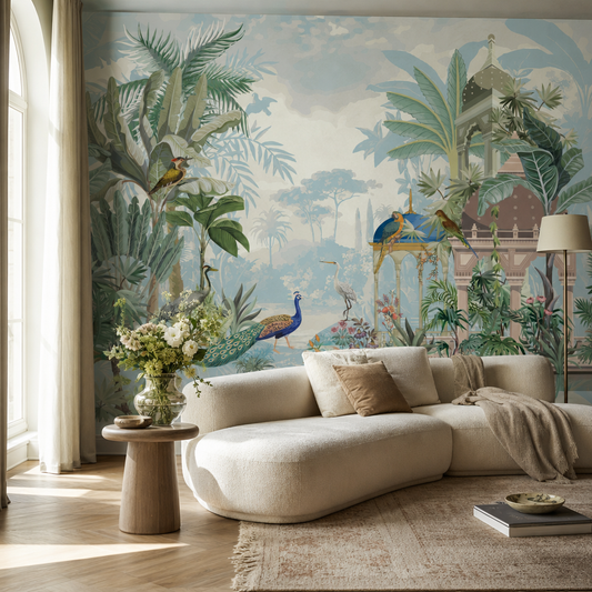 Aarav living room wallpaper - custom mural printed and installed in Dubai