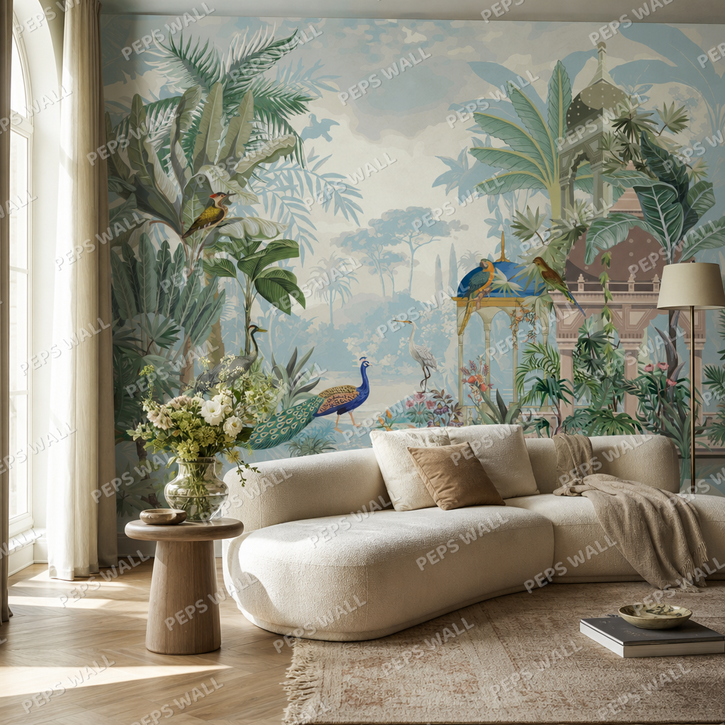 Aarav living room wallpaper - custom mural printed and installed in Dubai