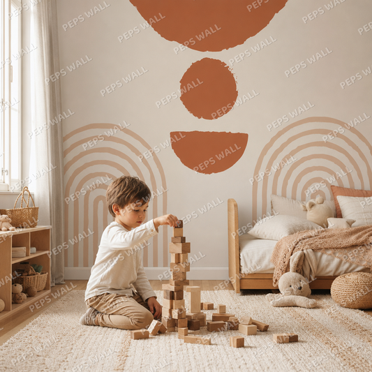 Abstract Forms kids room wallpaper - custom mural printed and installed in Dubai