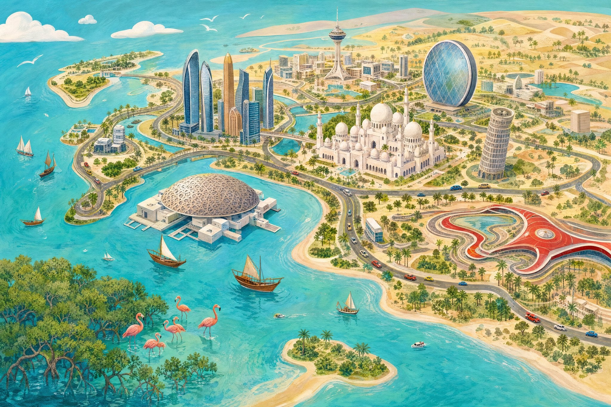 Playful Abu Dhabi Map
