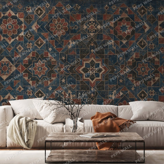 Ajrakh Nocturne — indian wallpaper Dubai, Peps Wall
