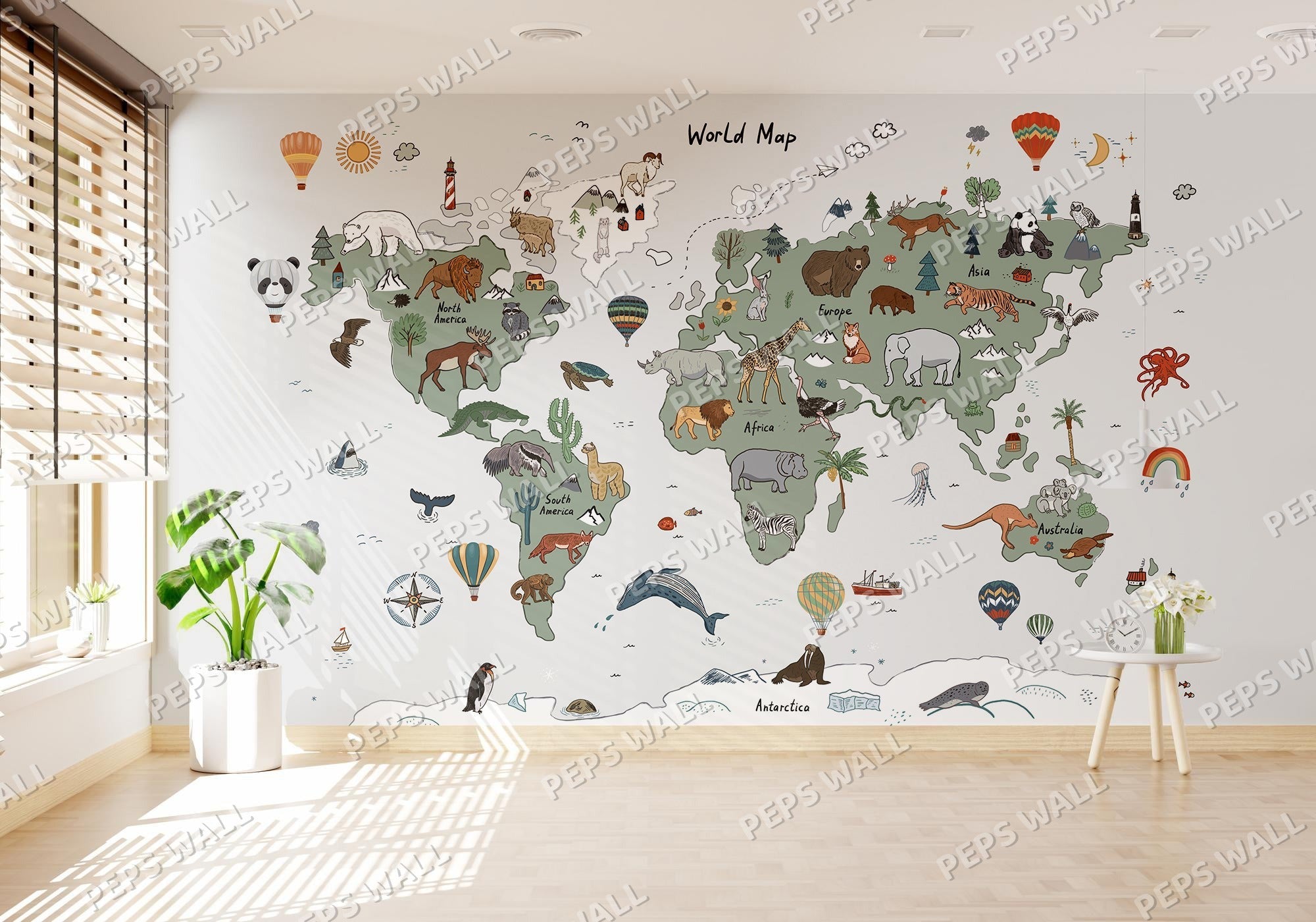 Animal Maps - Grey & Green