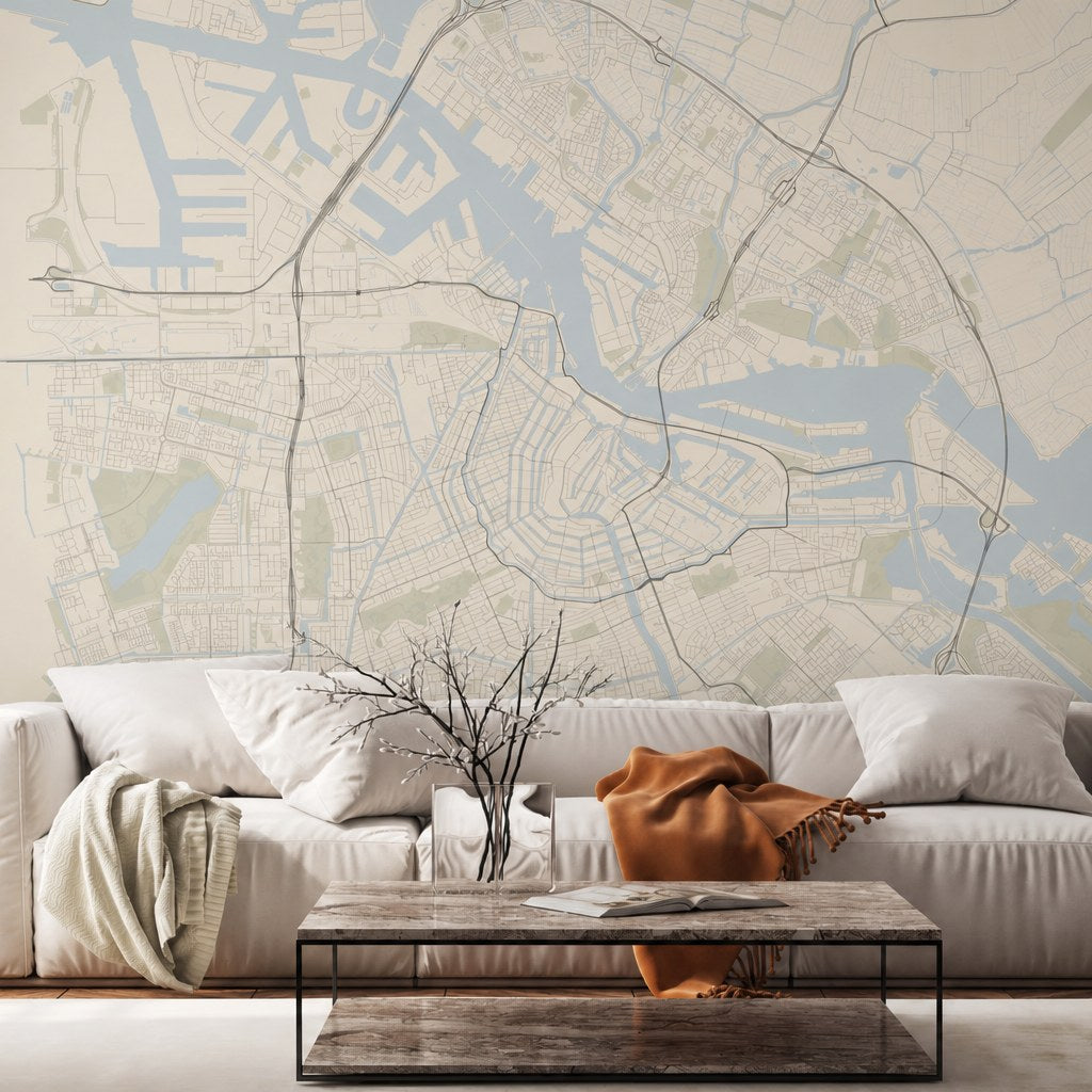 Amsterdam City Lines — world map wallpaper Dubai, Peps Wall