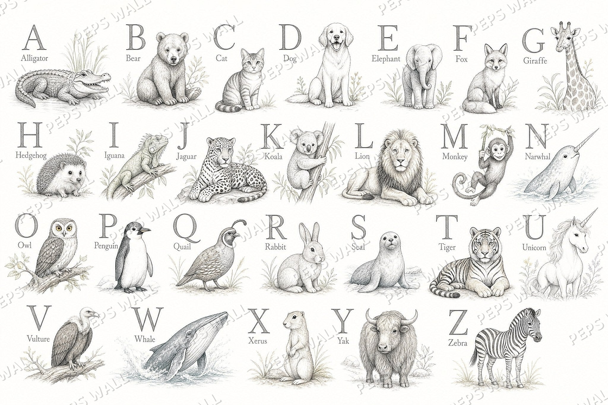 Animal Alphabet - Pencil