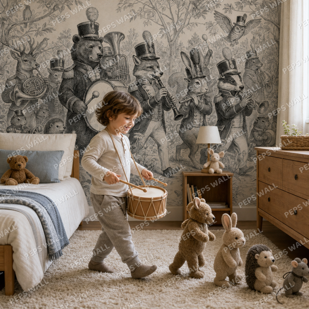 The Marching Band wallpaper in a Dubai kids bedroom - Peps Wall