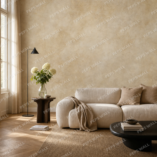 Arabic Plaster Base living room wallpaper - custom mural printed and installed in Dubai