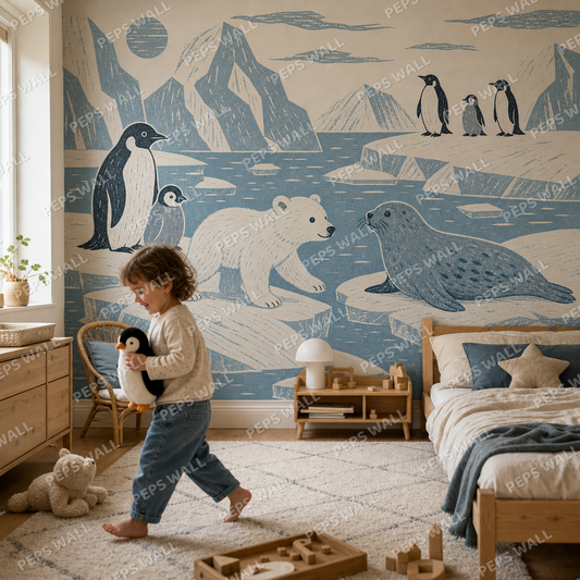 Arctic Friends wallpaper in a Dubai kids bedroom - Peps Wall