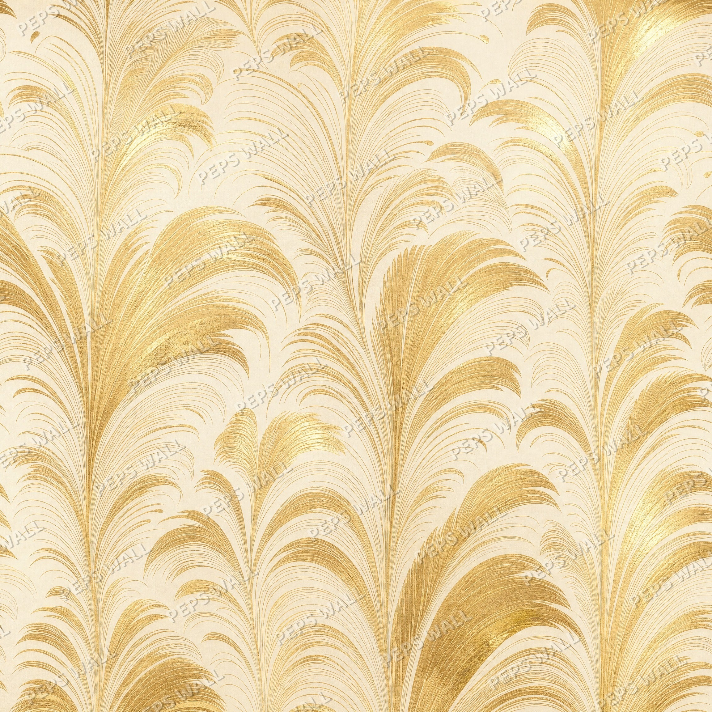 Art Deco Plumes - Gold wallpaper design