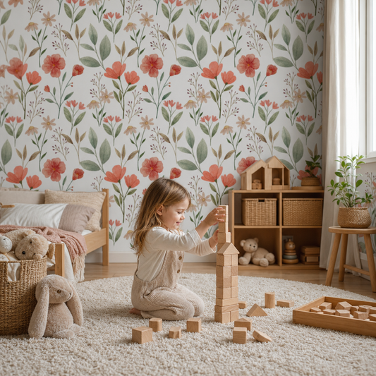 Autumnal colors kids room wallpaper - custom mural printed and installed in Dubai