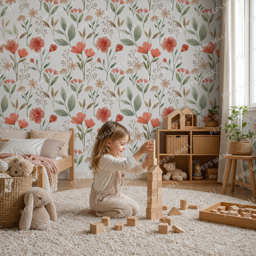 Autumnal colors kids room wallpaper - custom mural printed and installed in Dubai