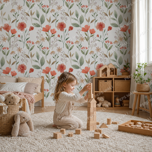 Autumnal colors kids room wallpaper - custom mural printed and installed in Dubai