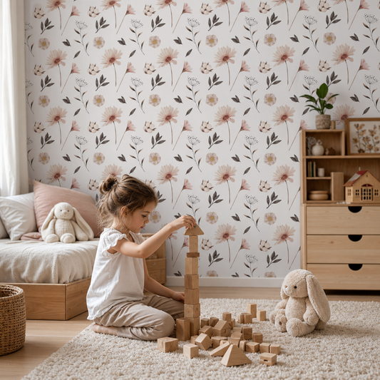 Autumnal leaves kids room wallpaper - custom mural printed and installed in Dubai
