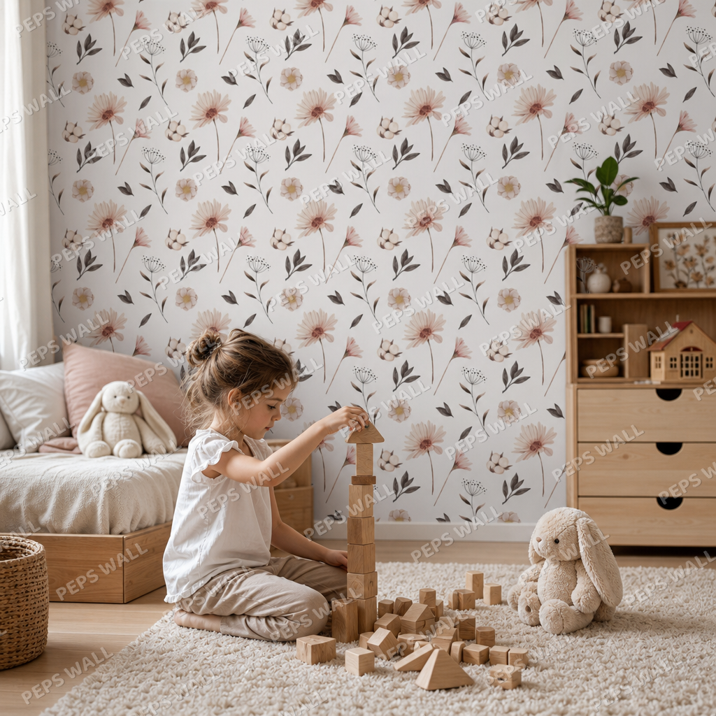 Autumnal leaves kids room wallpaper - custom mural printed and installed in Dubai