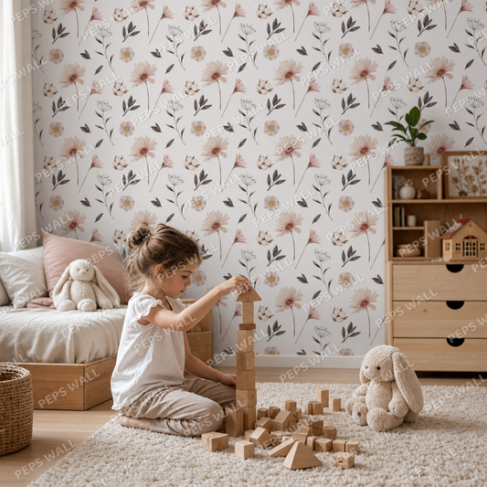 Autumnal leaves kids room wallpaper - custom mural printed and installed in Dubai