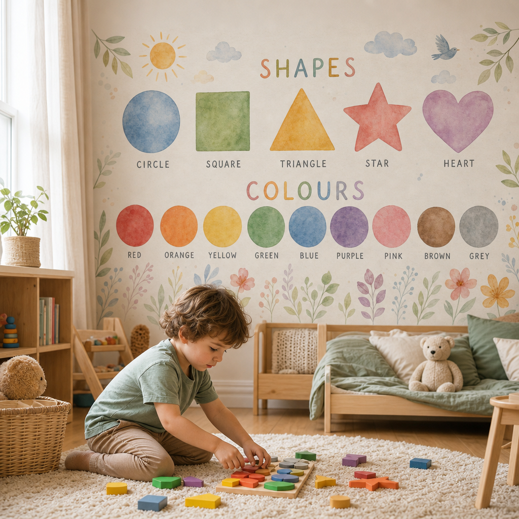 Shapes and Colours - Watercolor kids room mockup