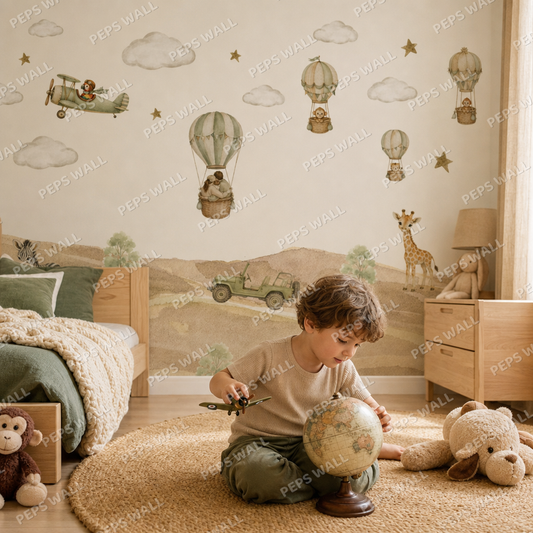 Baby Adventure 1 kids room wallpaper - custom mural printed and installed in Dubai