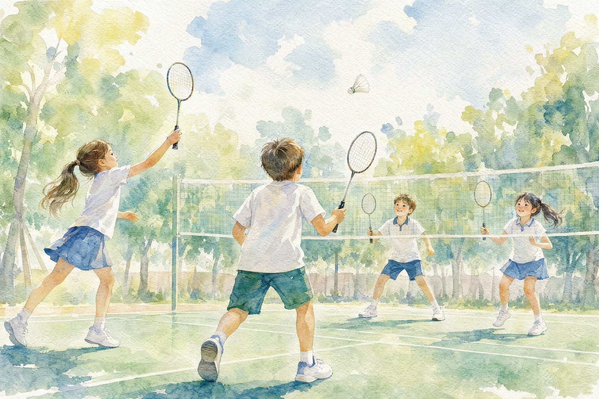 Badminton Match - Watercolor