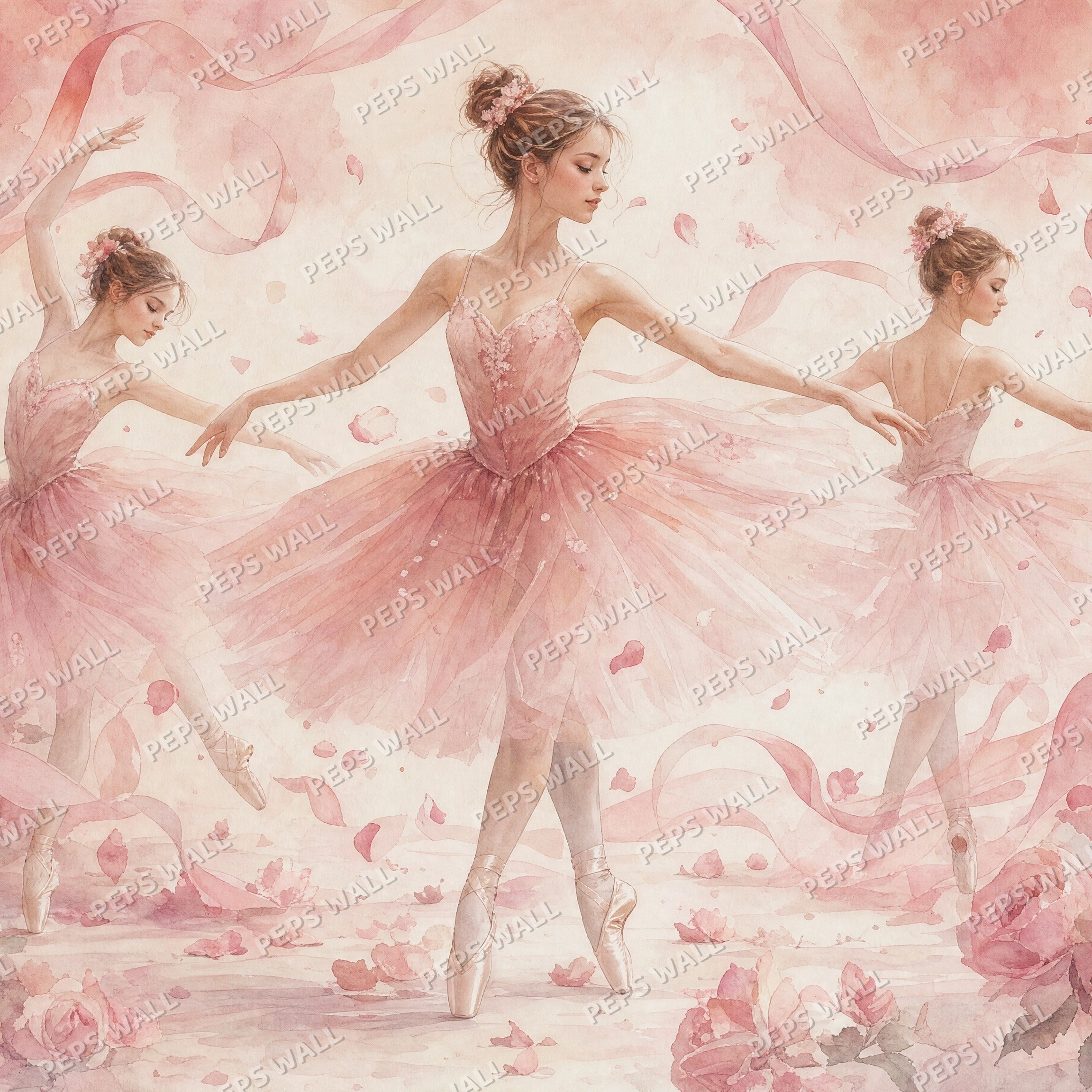 Ballerina Dreams - Blush wallpaper design