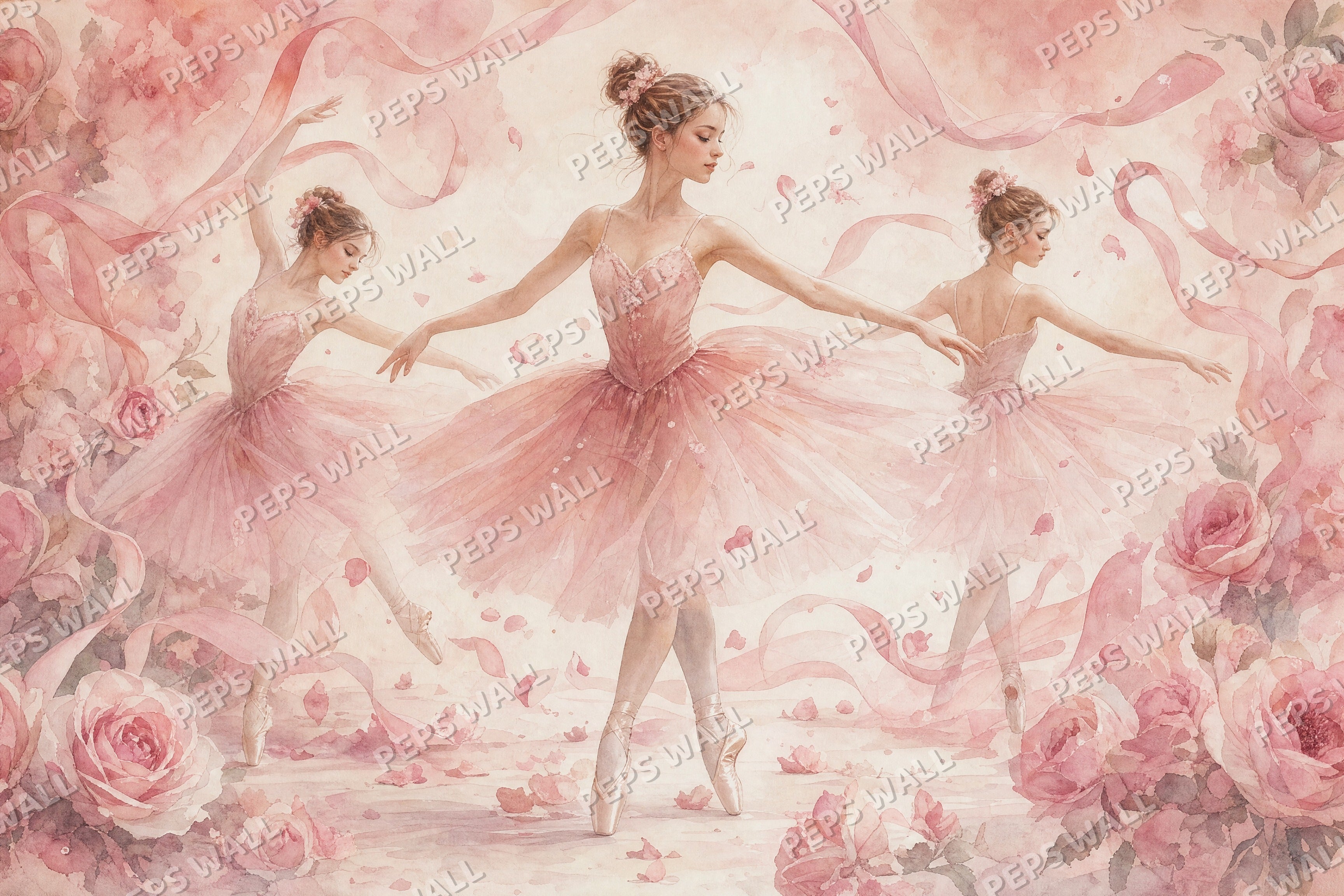Ballerina Dreams - Blush full wall mural design