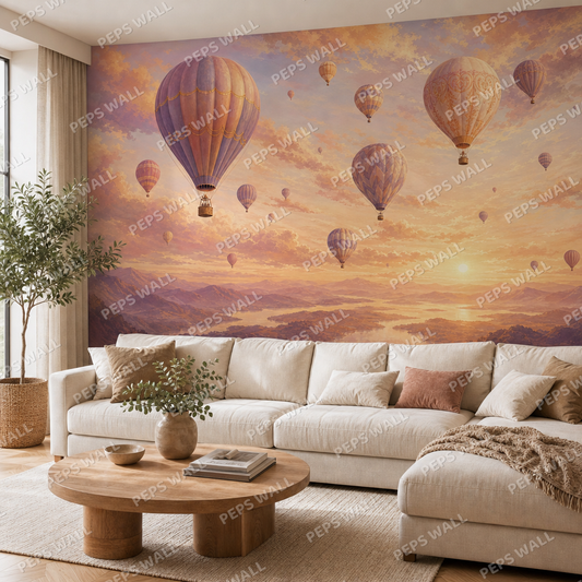 Balloons at Dusk wallpaper in a Dubai living room - Peps Wall