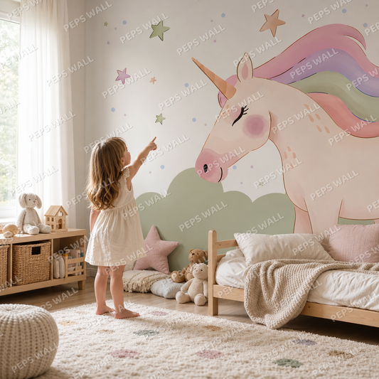 Unicorn & Stars kids room mockup