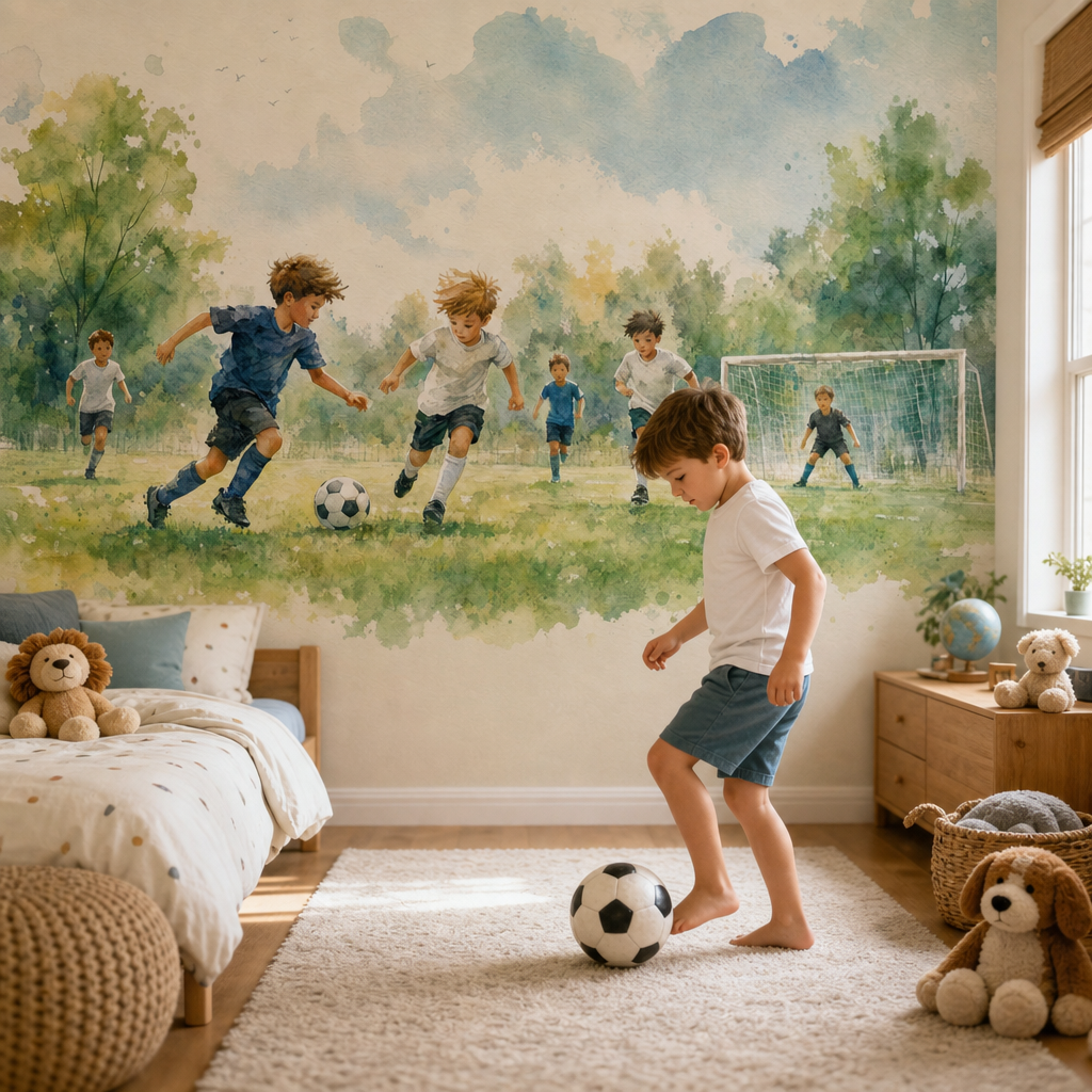 Football Field - Watercolor kids room mockup