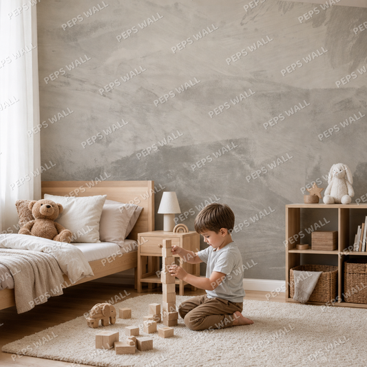 Beige Brush Strokes kids room wallpaper - custom mural printed and installed in Dubai
