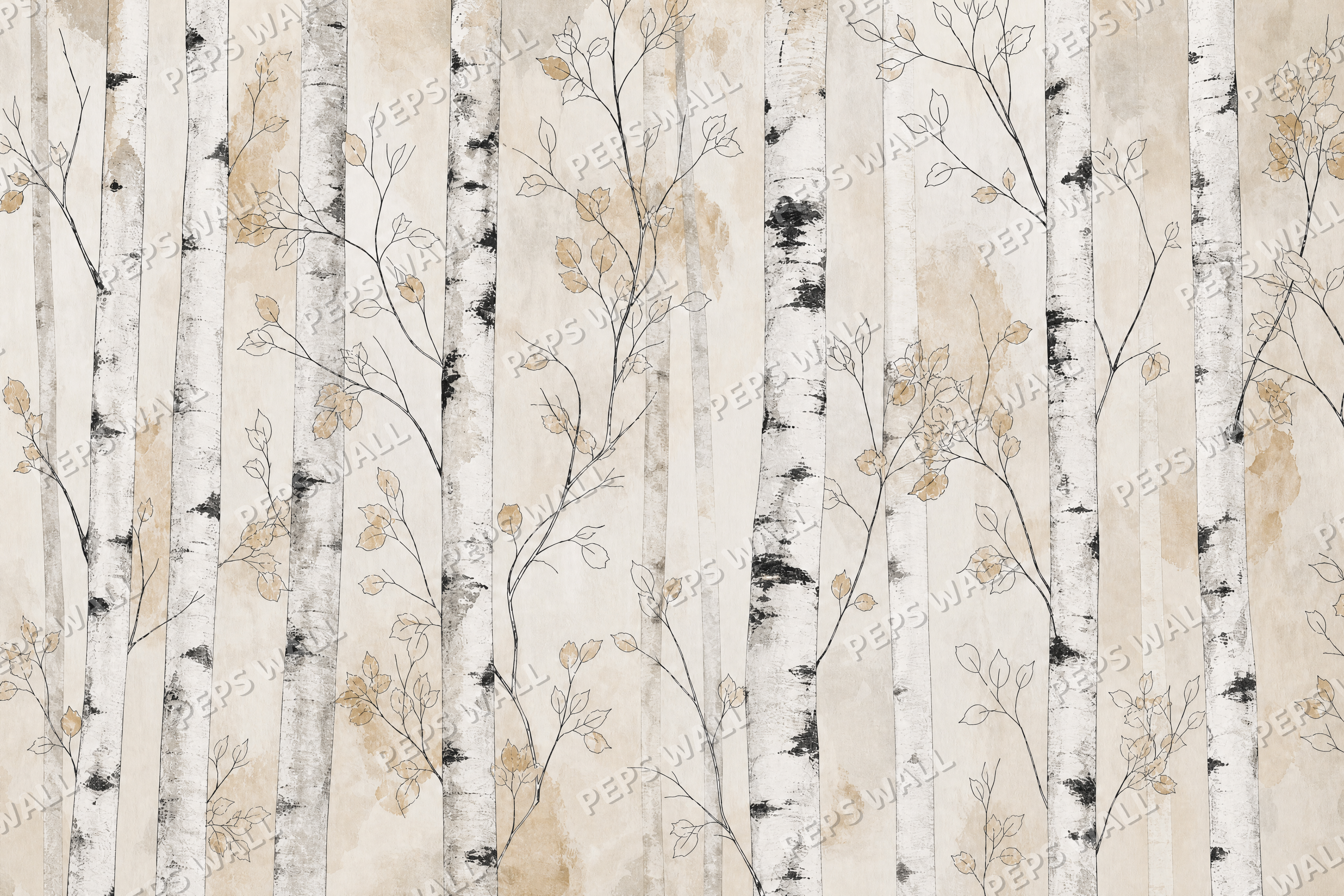 Birch Grove Lines - made-to-measure wall mural design by Peps Wall Dubai