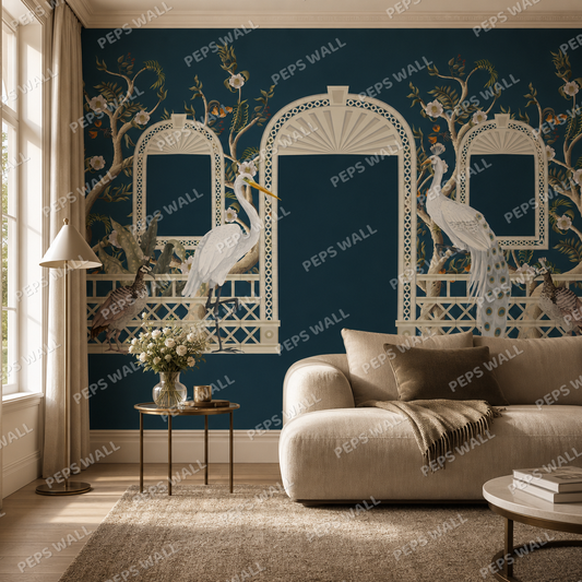Blossom Garden living room wallpaper - custom mural printed and installed in Dubai