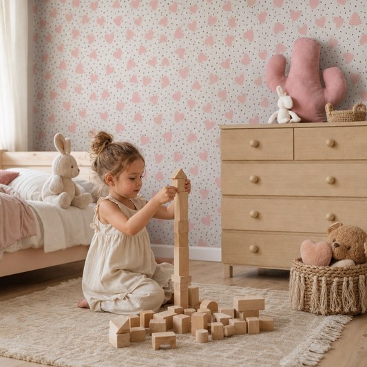 Blushing Love kids room wallpaper - custom mural printed and installed in Dubai