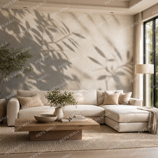 Botanical Shadows wallpaper in a Dubai living room - Peps Wall