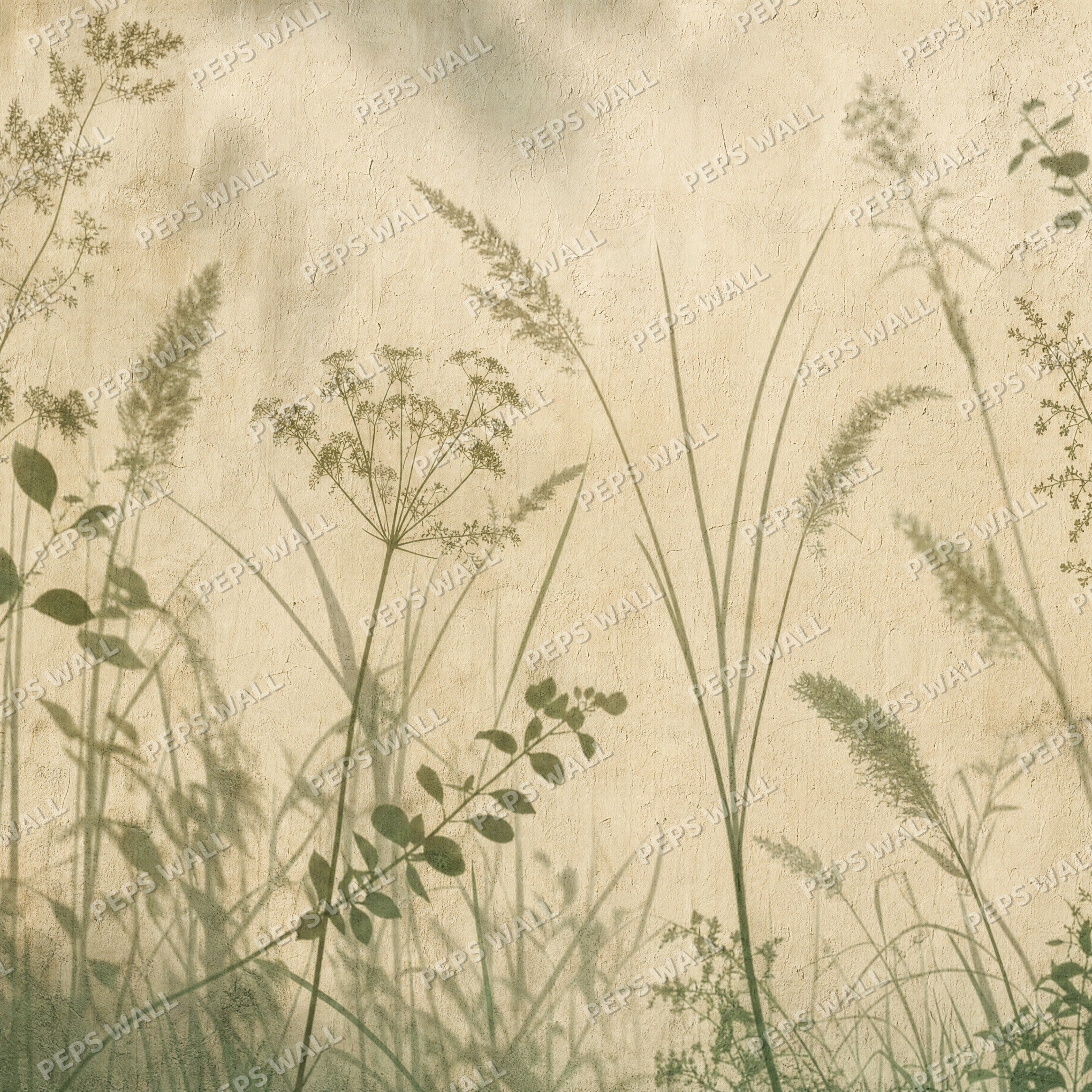 Botanical Shadows - Sage wallpaper design