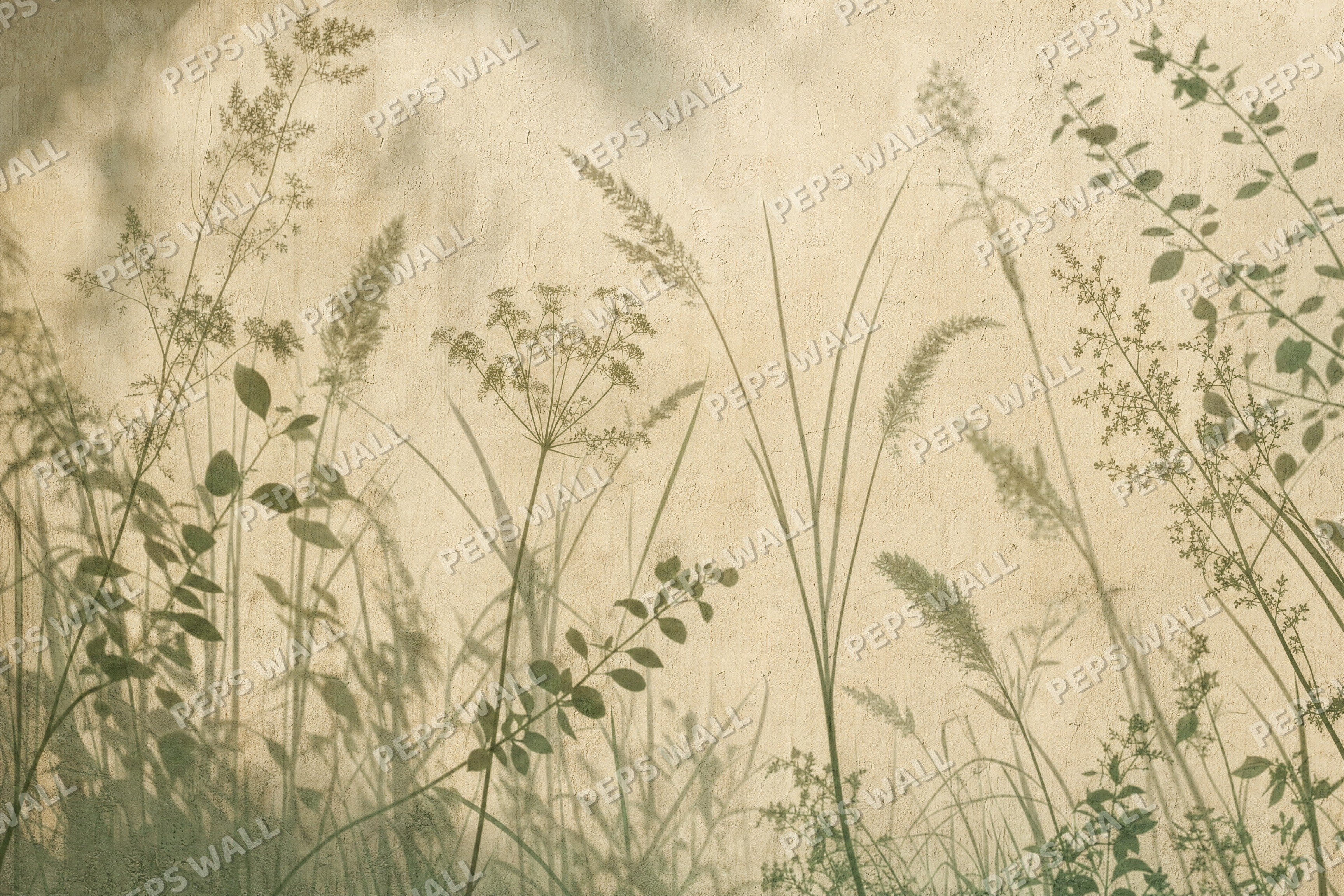 Botanical Shadows - Sage full wall mural design