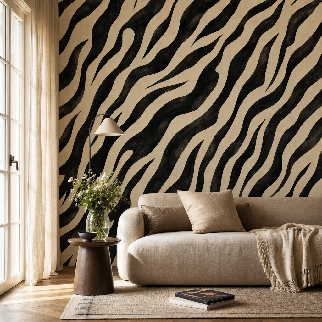 Zebra Lines living room mockup