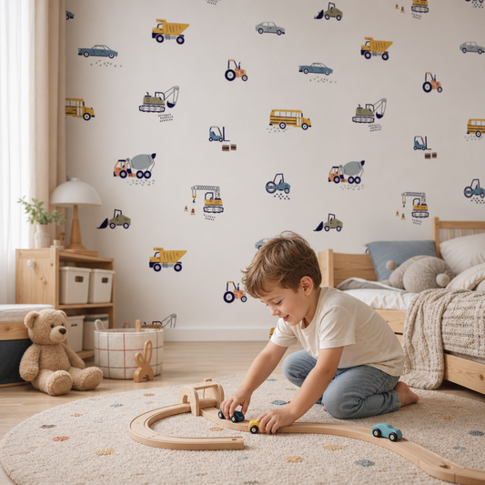 Car Dreams kids room wallpaper - custom mural printed and installed in Dubai