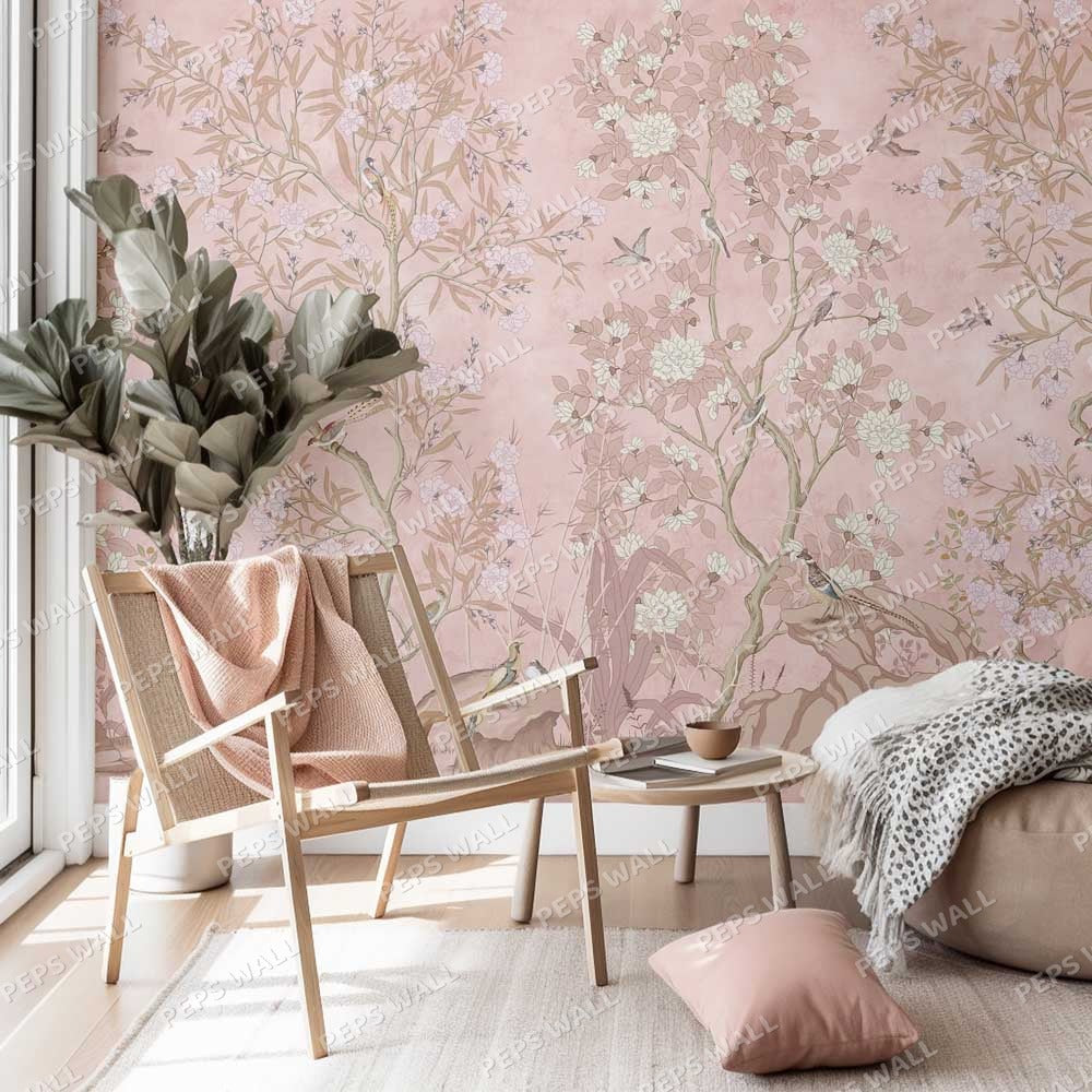 Serene Chinoiserie - Pink — chinoiserie wallpaper Dubai, Peps Wall