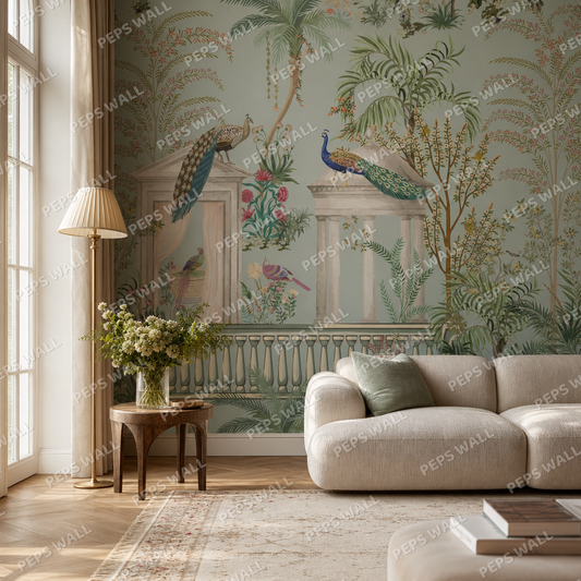 Chandni living room wallpaper - custom mural printed and installed in Dubai