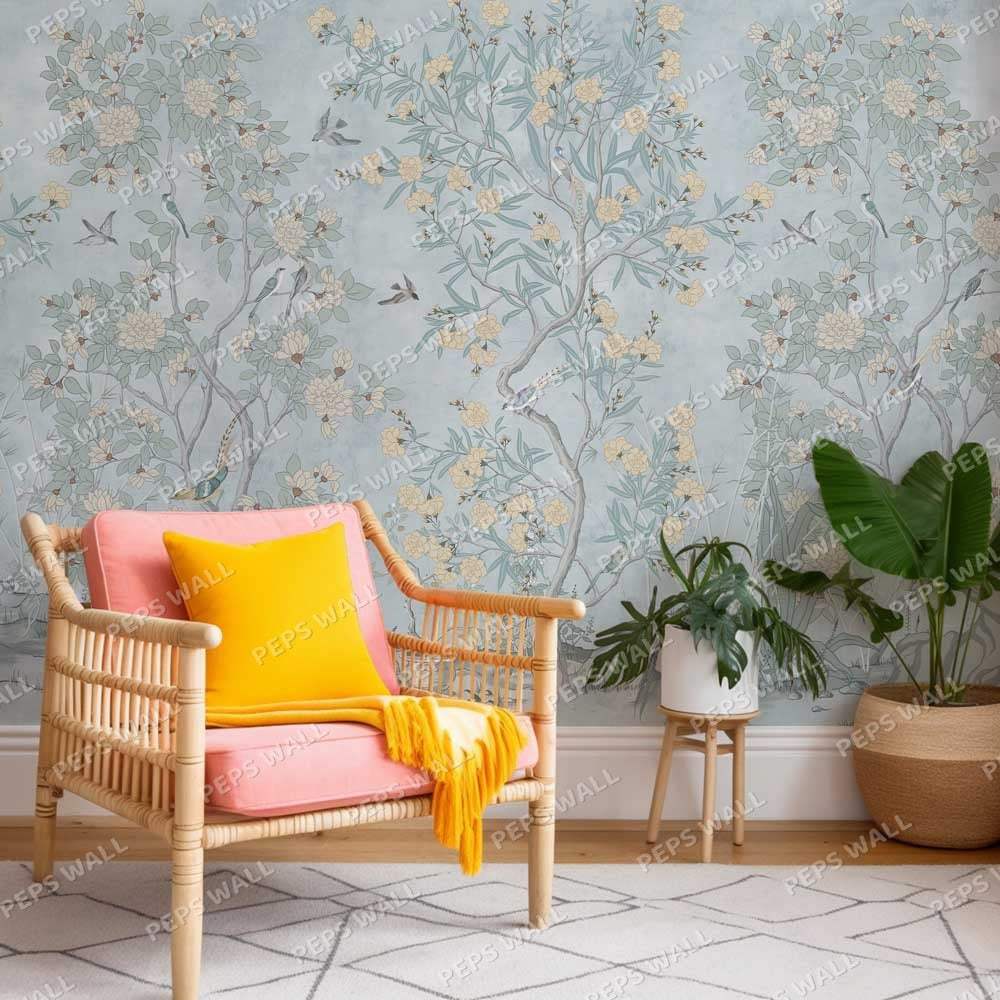 Serene Chinoiserie - Blue — chinoiserie wallpaper Dubai, Peps Wall
