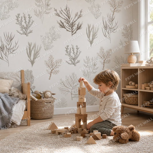Corals kids room wallpaper - custom mural printed and installed in Dubai