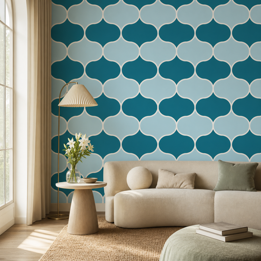 Cordoba living room wallpaper - custom mural printed and installed in Dubai