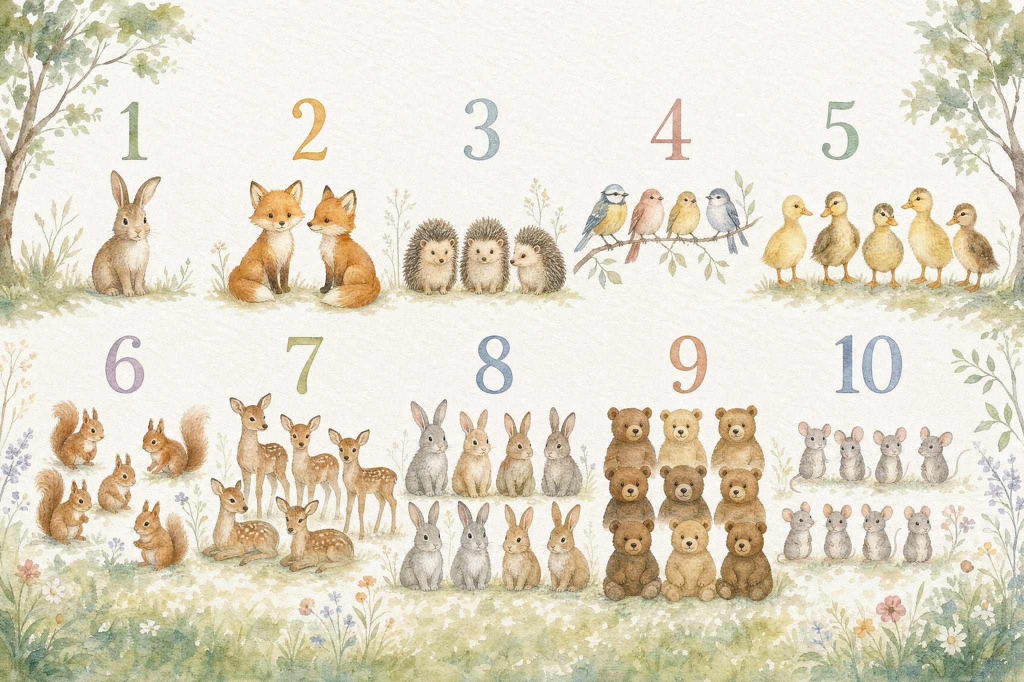 Counting Safari - Watercolor
