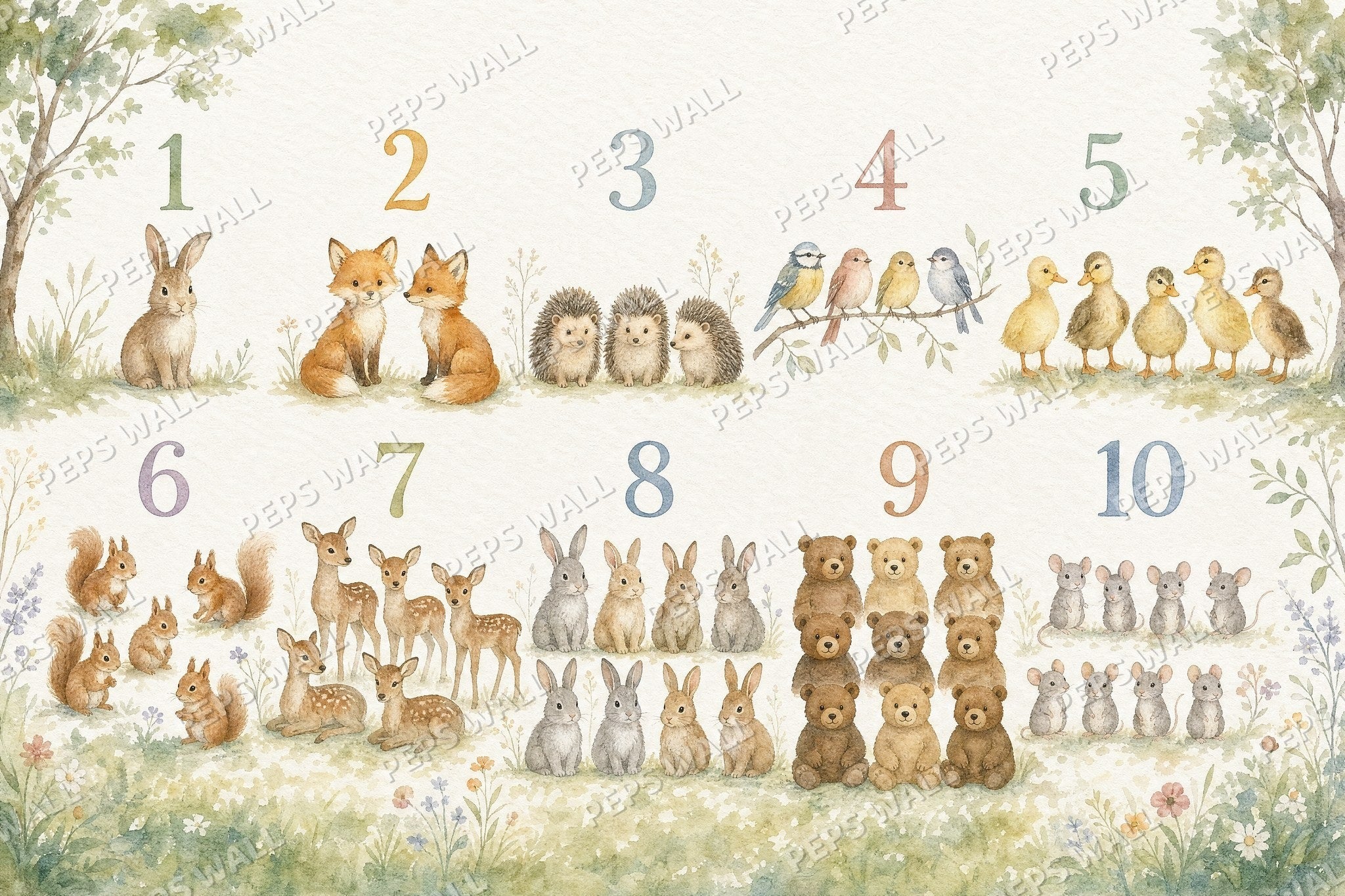 Counting Safari - Watercolor
