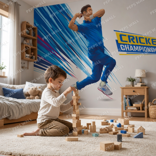 Cricket Champion kids room wallpaper - custom mural printed and installed in Dubai