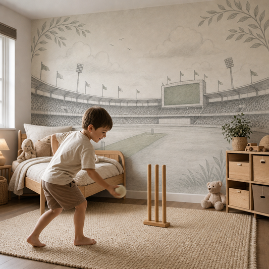 Little Stadium wallpaper in a Dubai kids bedroom - Peps Wall