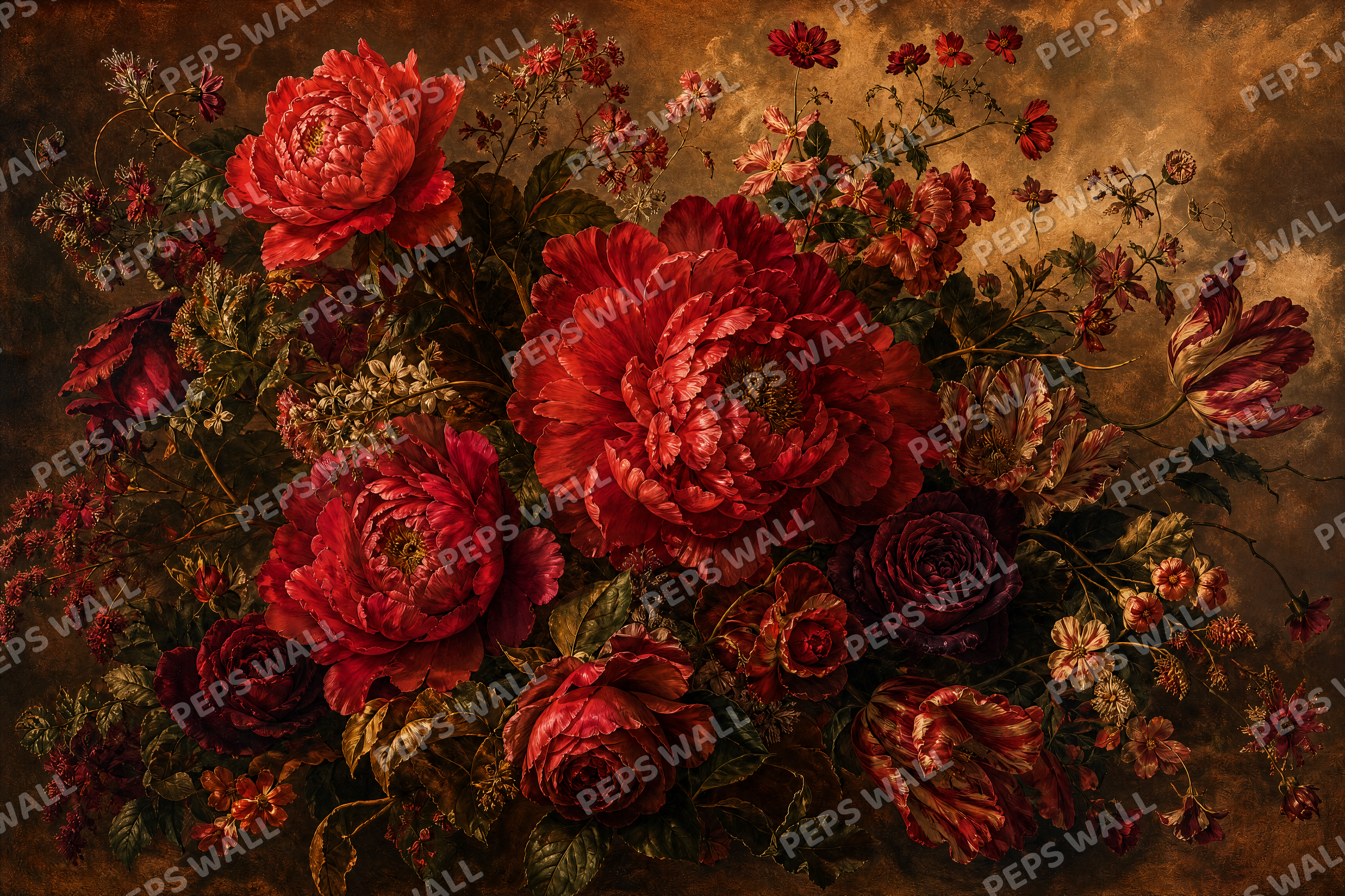 Crimson Blooms - made-to-measure wall mural design by Peps Wall Dubai