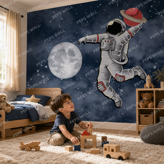 Playing Astronaut kids room mockup