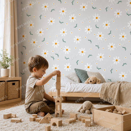 Daisy Fall kids room wallpaper - custom mural printed and installed in Dubai