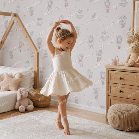 Dancing ballerinas kids room wallpaper - custom mural printed and installed in Dubai