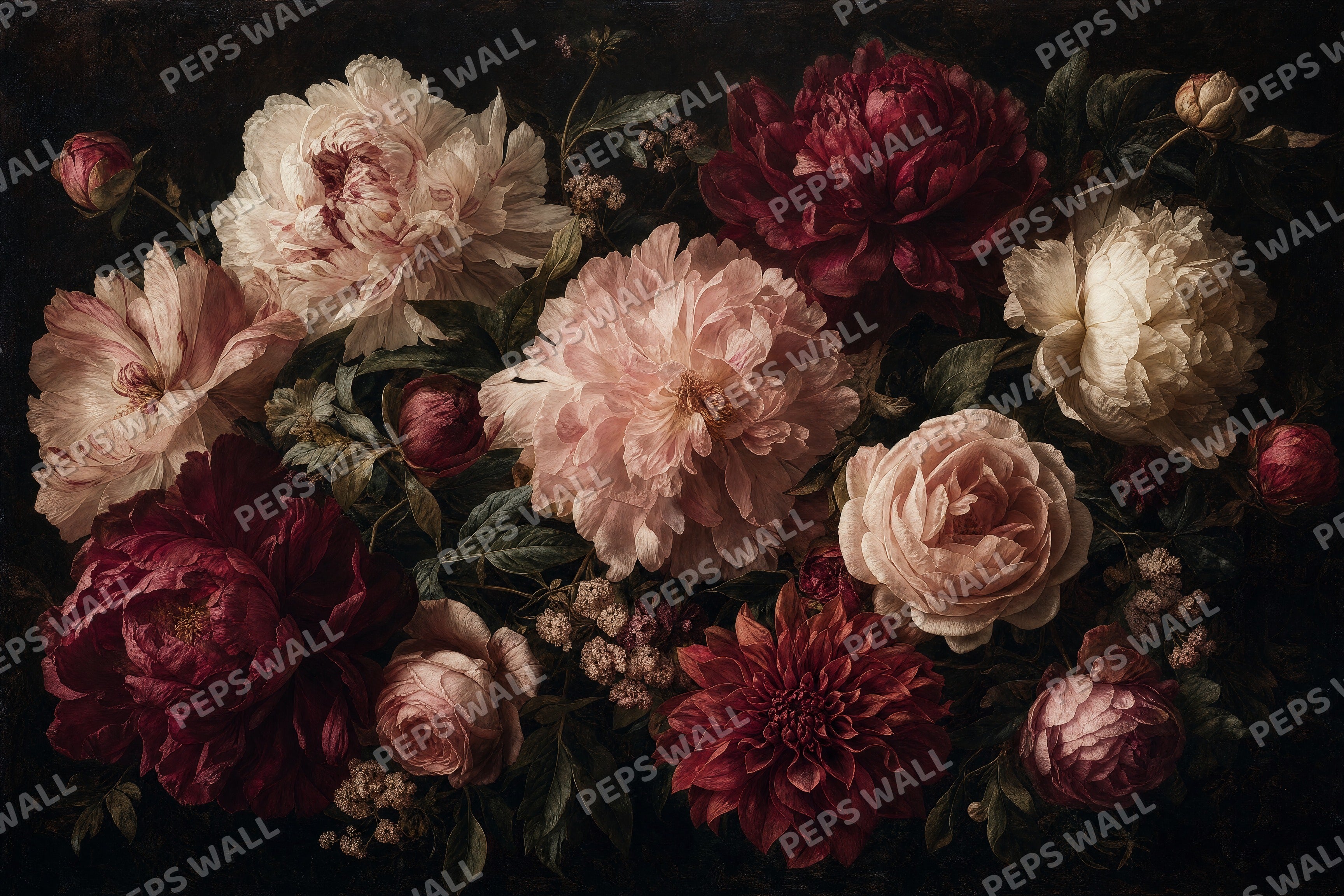 Dark Bloom - Moody Floral full wall mural design
