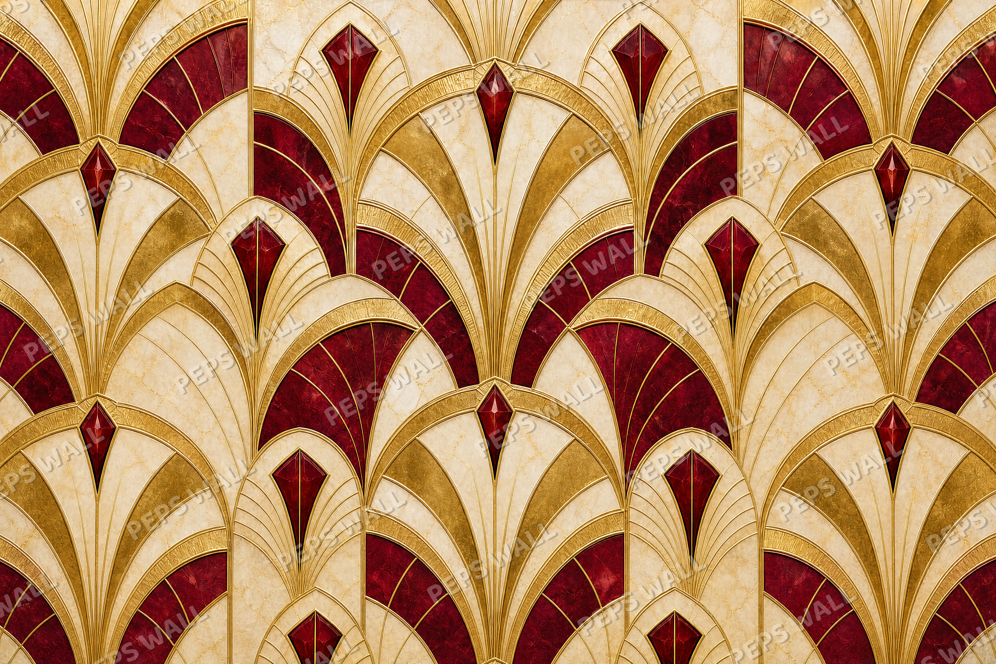 Ruby Deco Fans - made-to-measure wall mural design by Peps Wall Dubai